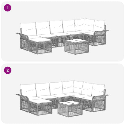 Set Divano da Giardino 8 pcs Nero polyrattan | homemem39