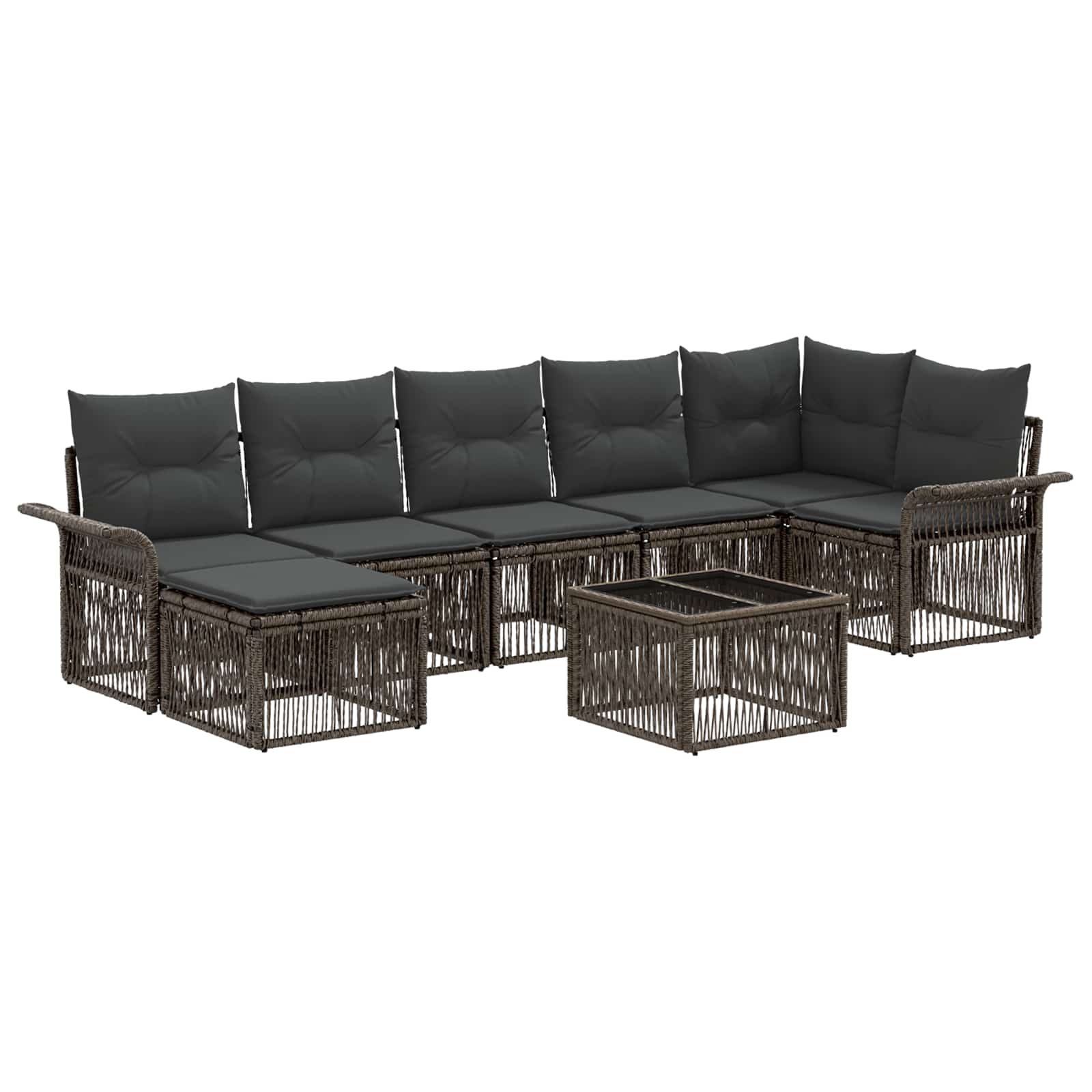 Set Divano da Giardino 8 pcs Grigio polyrattan | homemem39