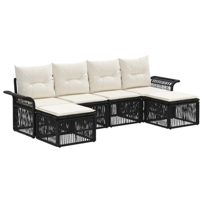 Set Divano da Giardino 6 pcs Nero polyrattan | homemem39