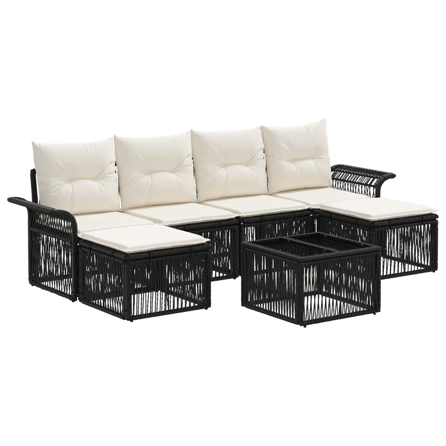 Set Divano da Giardino 7 pcs Nero polyrattan | homemem39
