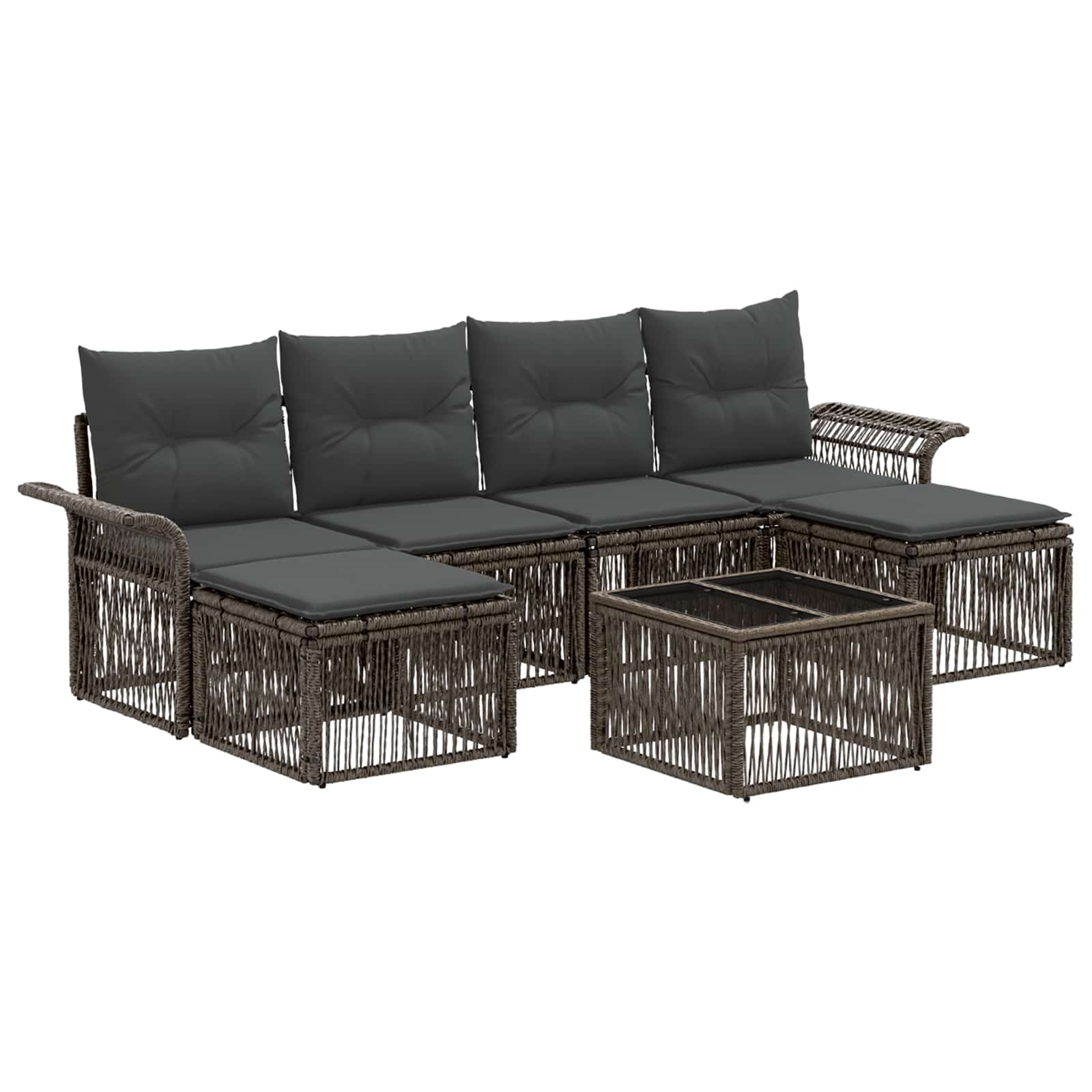 Set Divano da Giardino 7 pcs Grigio polyrattan | homemem39