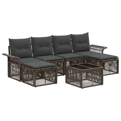 Set Divano da Giardino 7 pcs Grigio polyrattan | homemem39