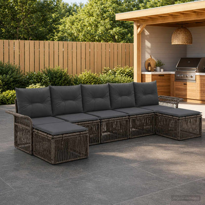 Set Divano da Giardino 7 pz Grigio polyrattan