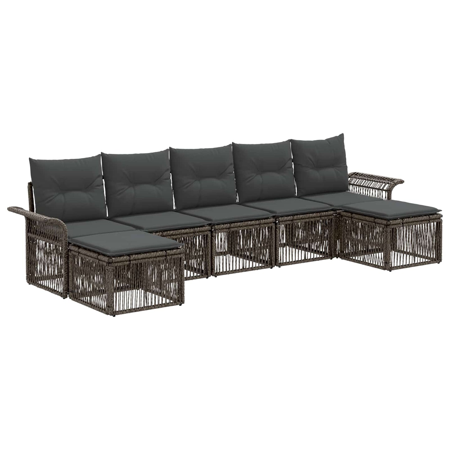 Set Divano da Giardino 7 pcs Grigio polyrattan | homemem39