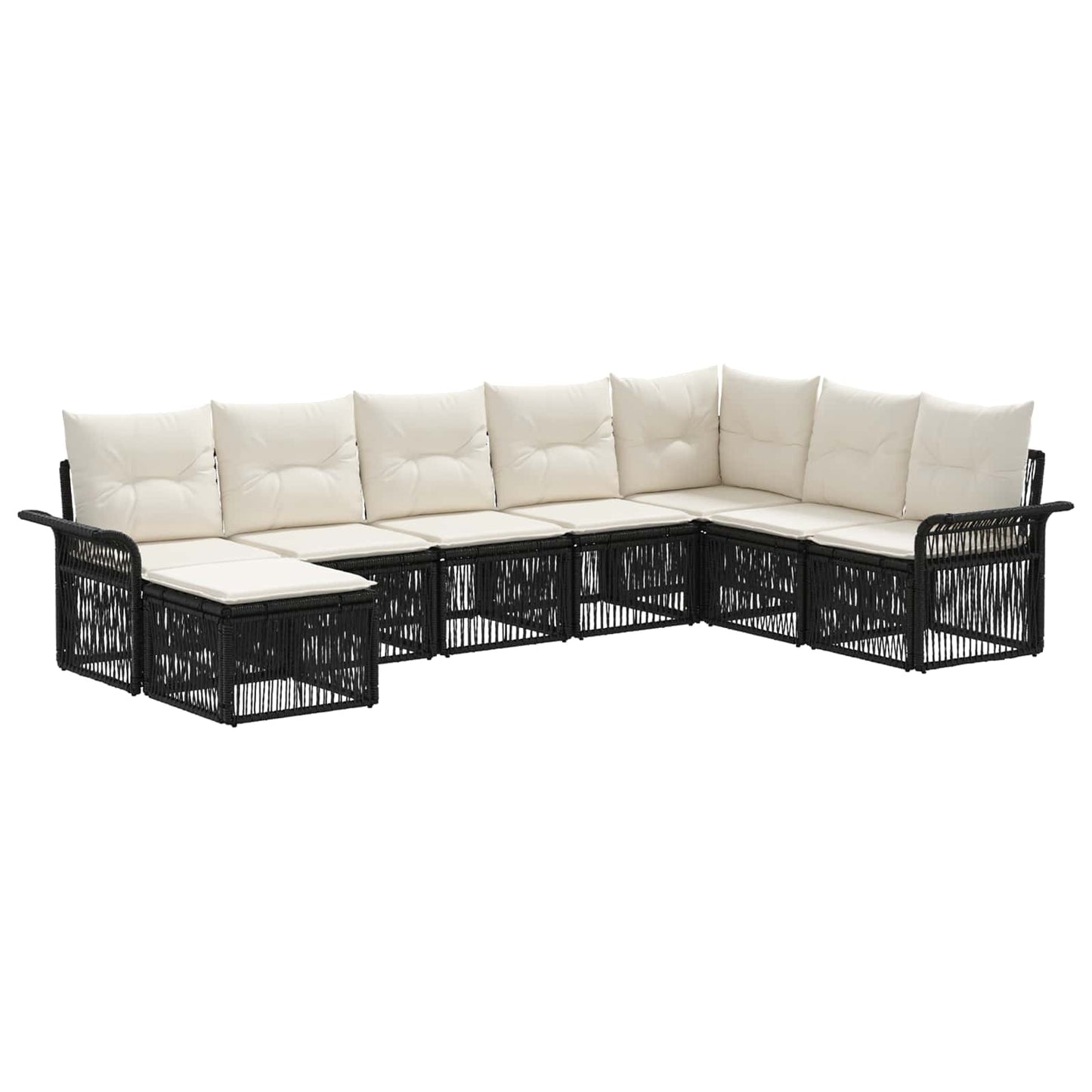 Set Divano da Giardino 8 pcs Nero polyrattan | homemem39