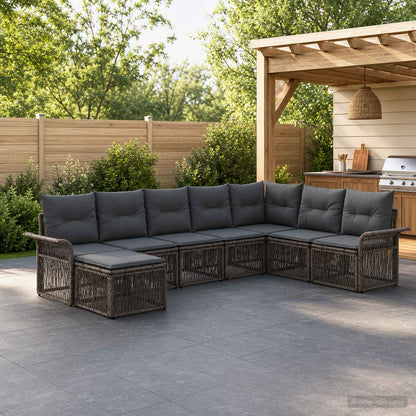 Set Divano da Giardino 8 pcs Grigio polyrattan | homemem39