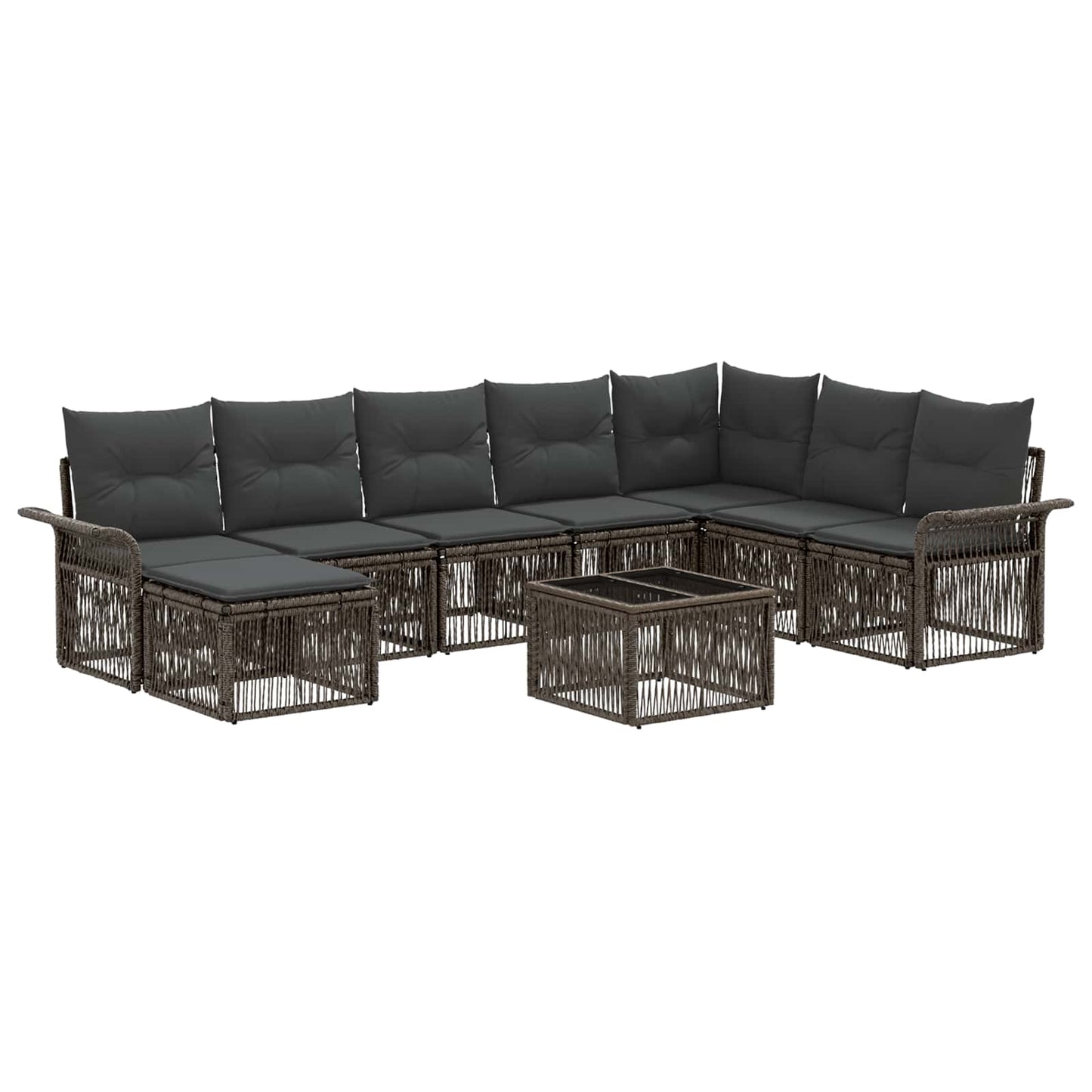 Set Divano da Giardino 9 pcs Grigio polyrattan | homemem39