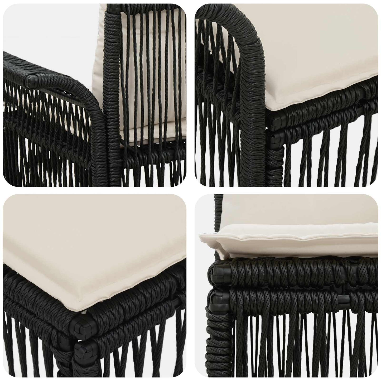 Set Divano da Giardino 6 pz 6-Numero di posti Nero polyrattan | homemem39