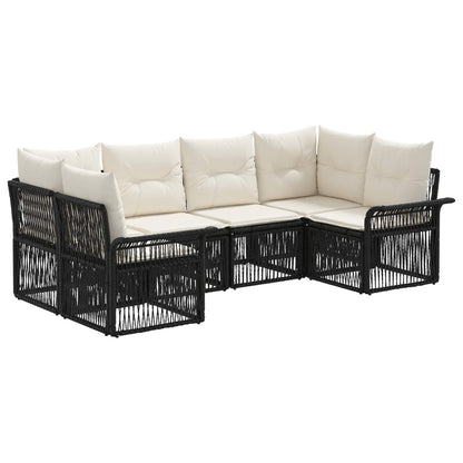 Set Divano da Giardino 6 pz 6-Numero di posti Nero polyrattan | homemem39