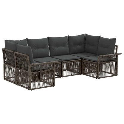 Set Divano da Giardino 6 pz 6-Numero di posti Grigio polyrattan | homemem39