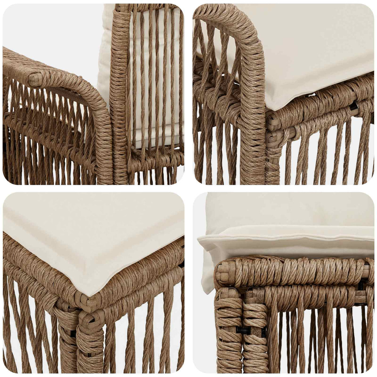 Set Divano da Giardino 7 pz 7-Numero di posti Beige polyrattan