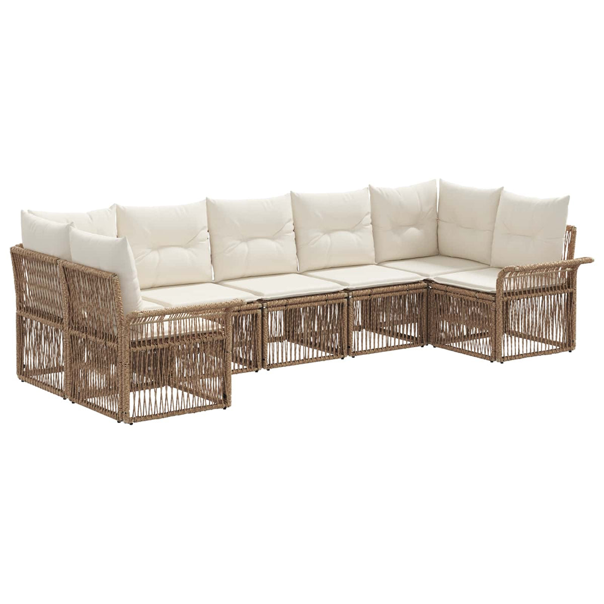 Set Divano da Giardino 7 pz 7-Numero di posti Beige polyrattan