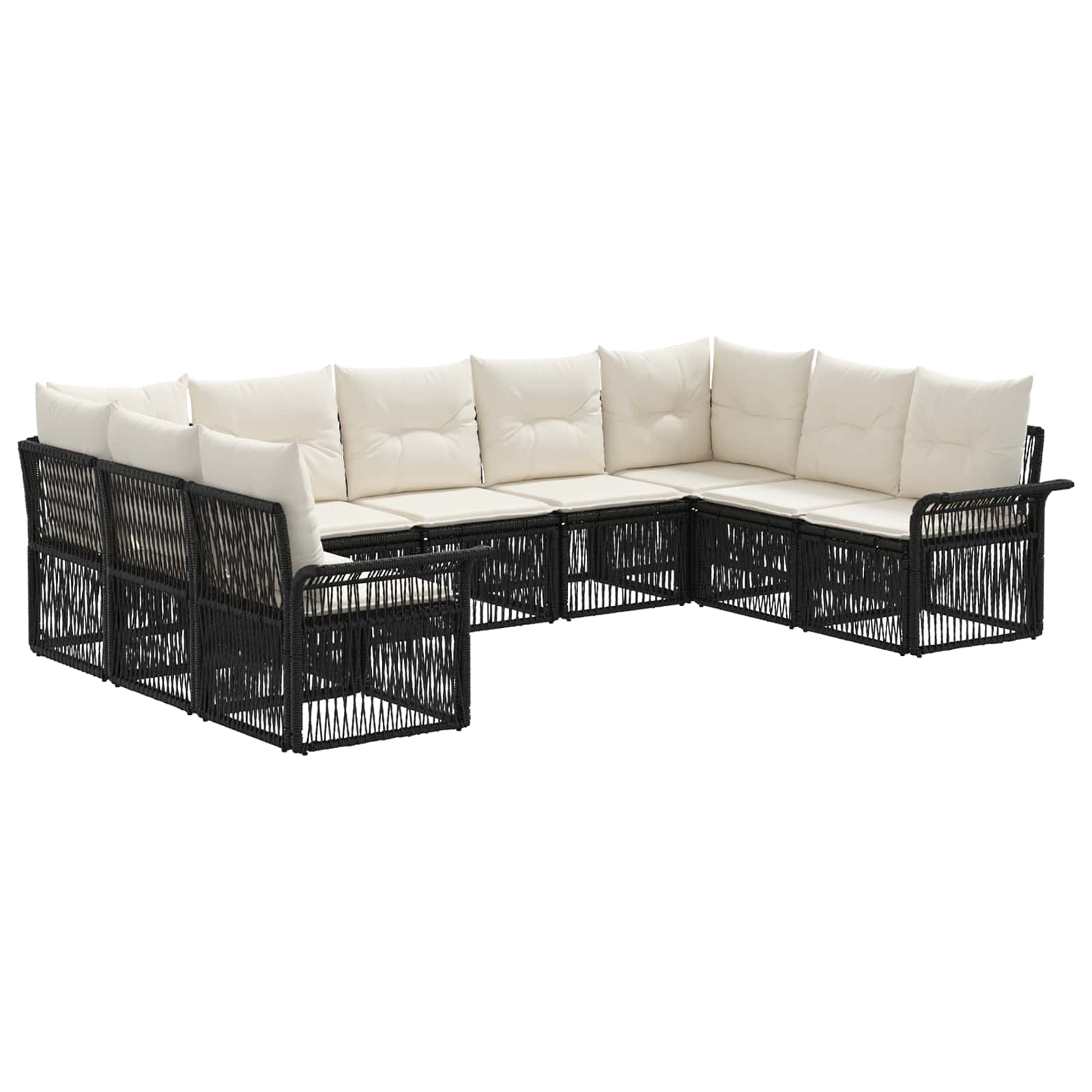 Set Divano da Giardino 9 pcs Nero polyrattan | homemem39