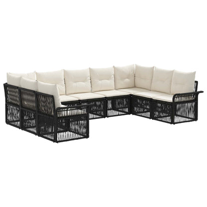 Set Divano da Giardino 9 pcs Nero polyrattan | homemem39