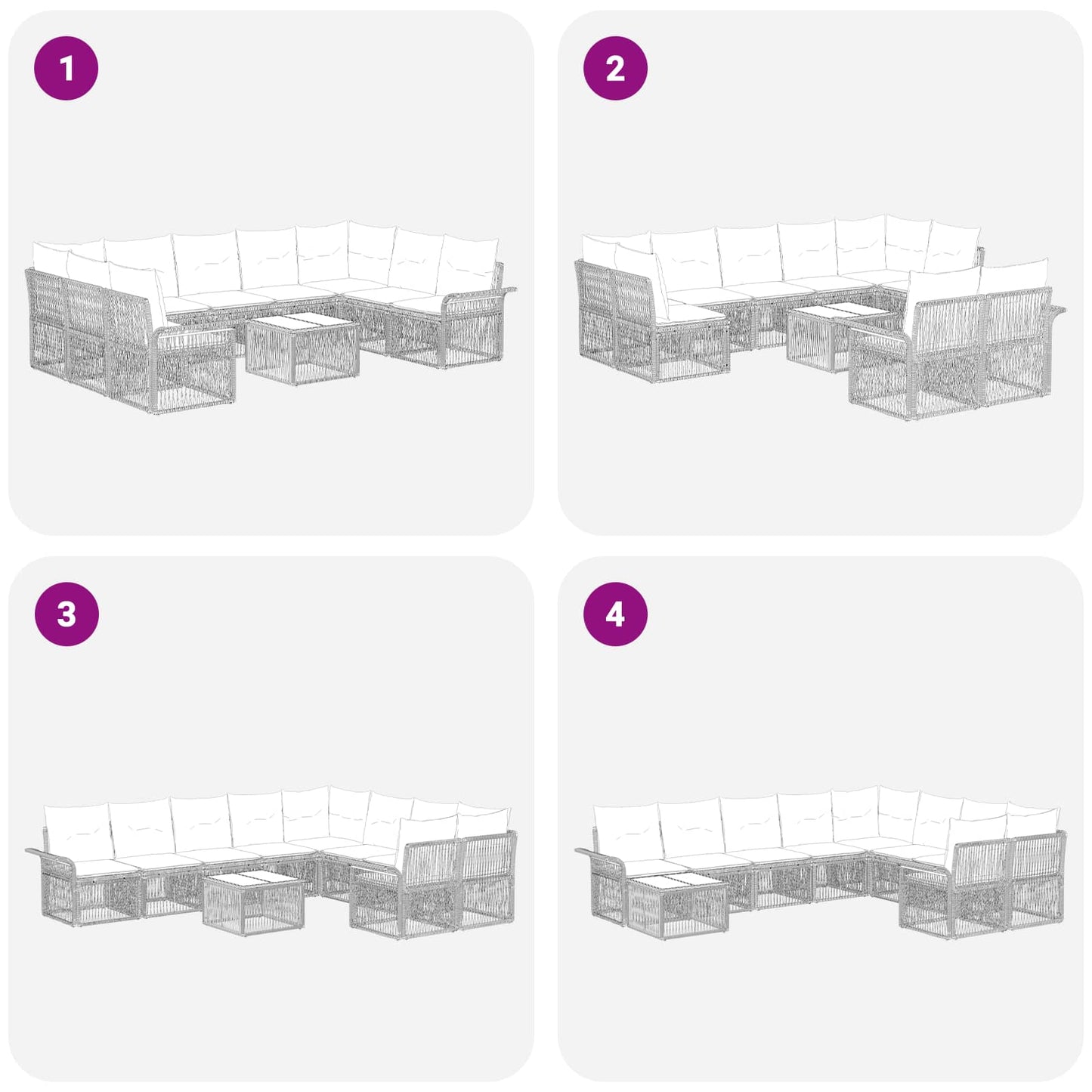 Set Divano da Giardino 10 pcs Grigio polyrattan | homemem39