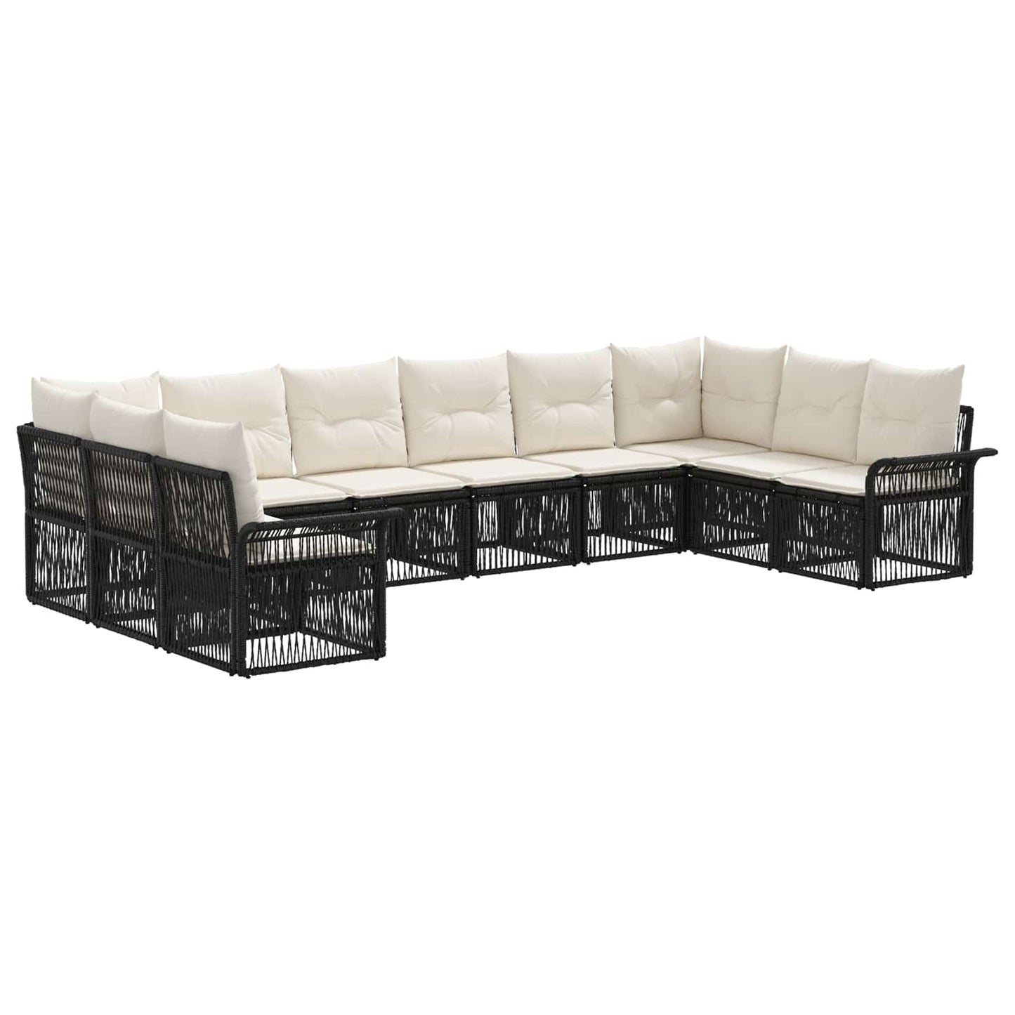 Set Divano da Giardino 10 pcs Nero polyrattan | homemem39