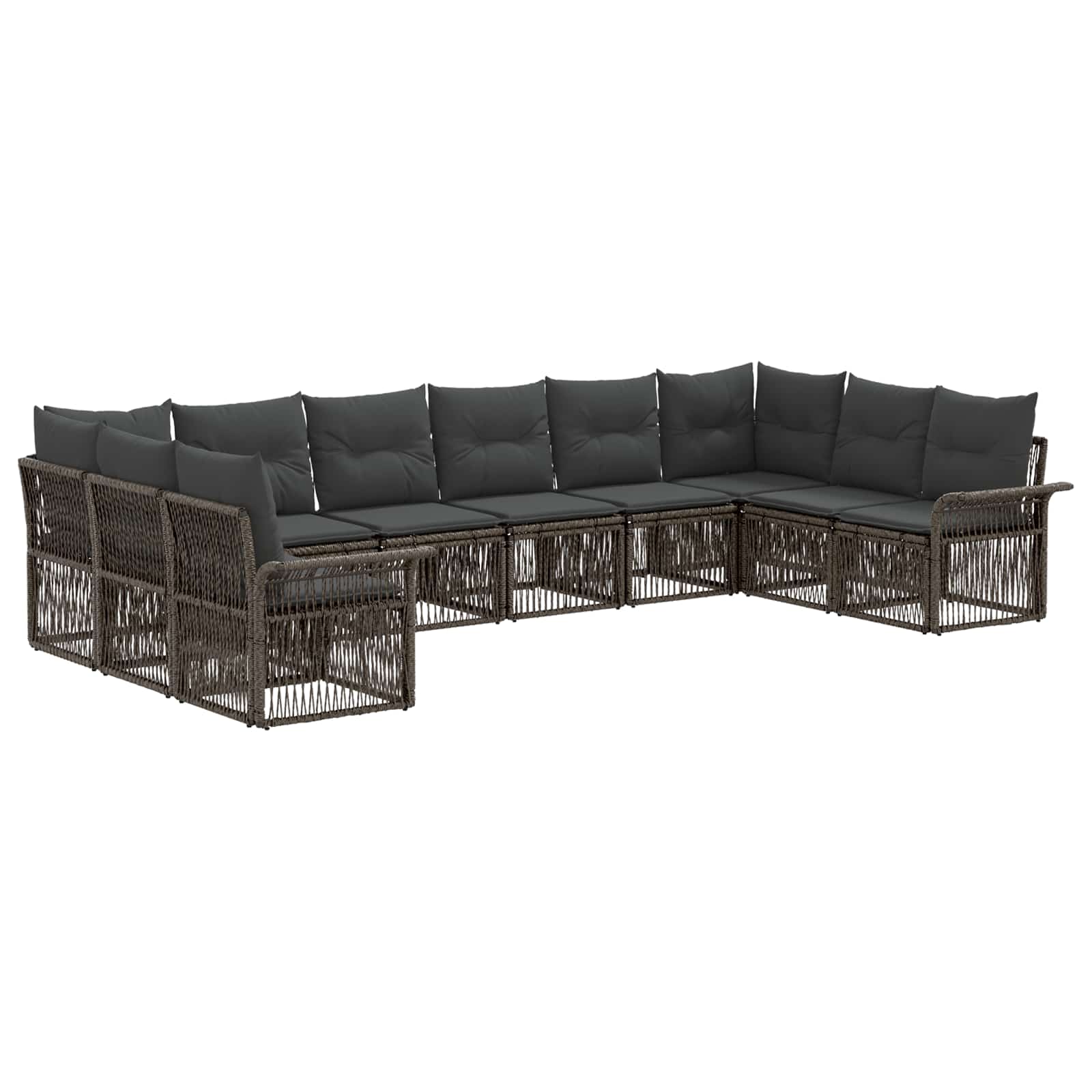 Set Divano da Giardino 10 pcs Grigio polyrattan | homemem39