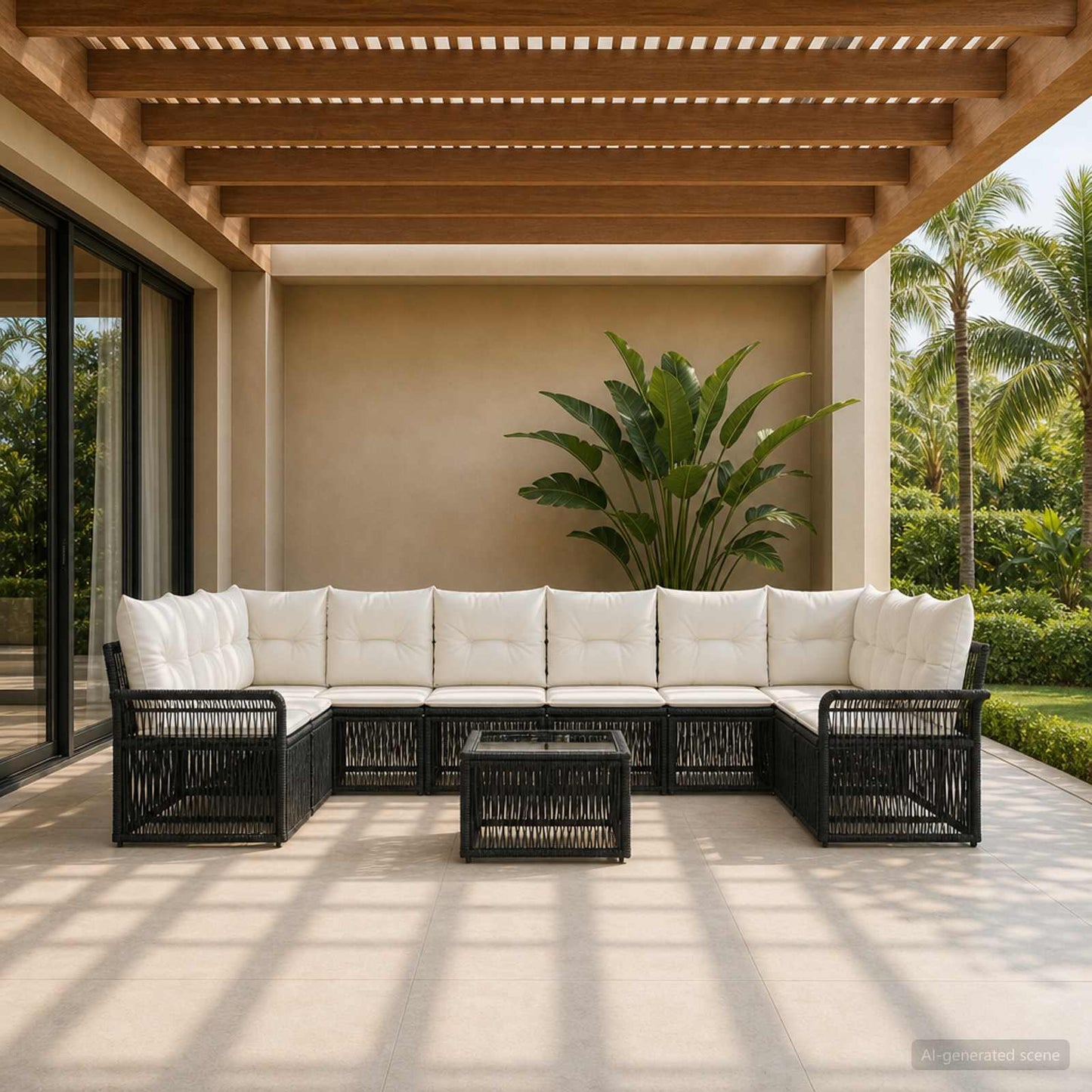 Set Divano da Giardino 11 pcs Nero polyrattan | homemem39