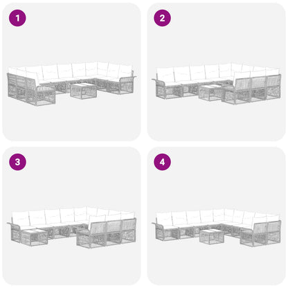 Set Divano da Giardino 11 pcs Grigio polyrattan | homemem39