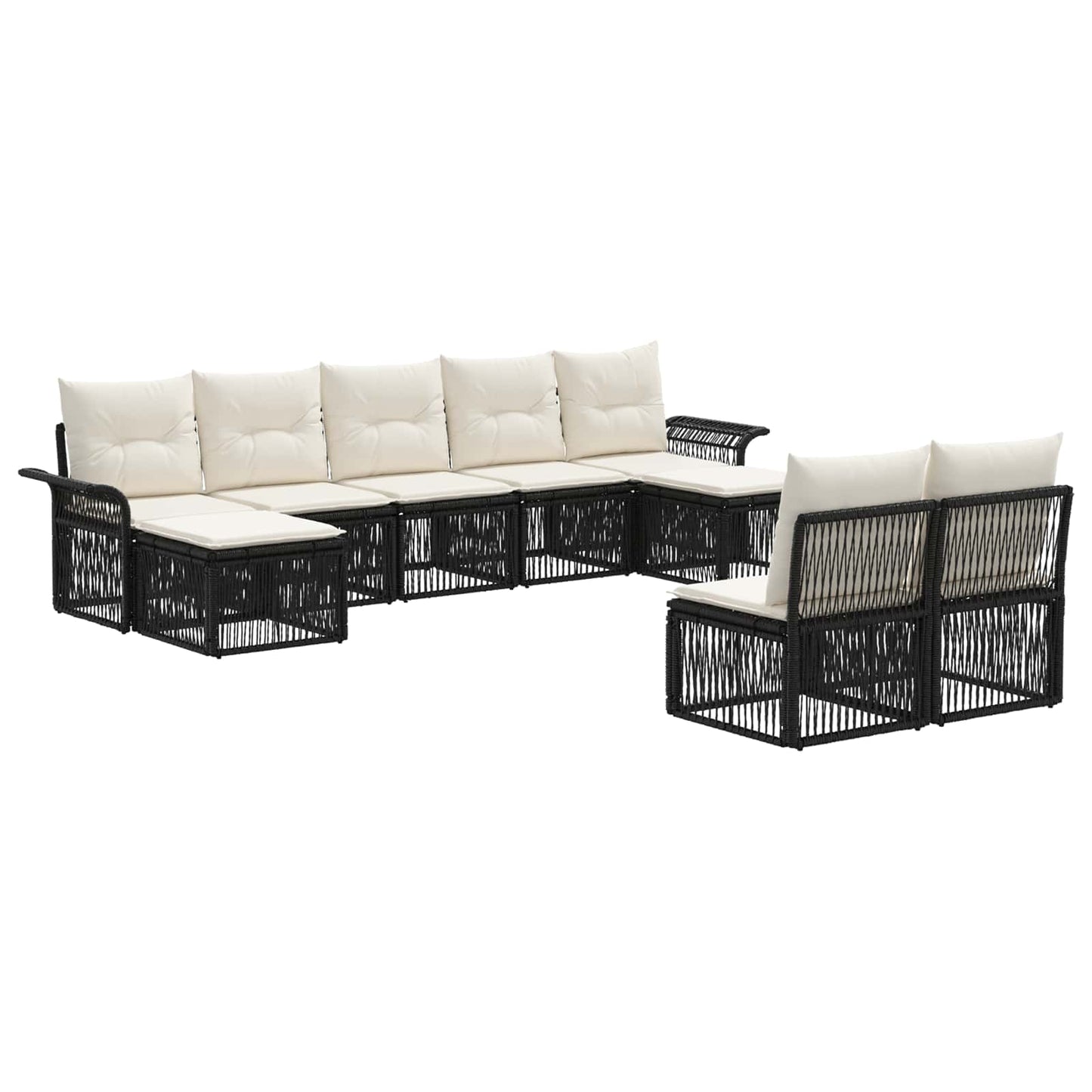 Set Divano da Giardino 9 pcs Nero polyrattan | homemem39