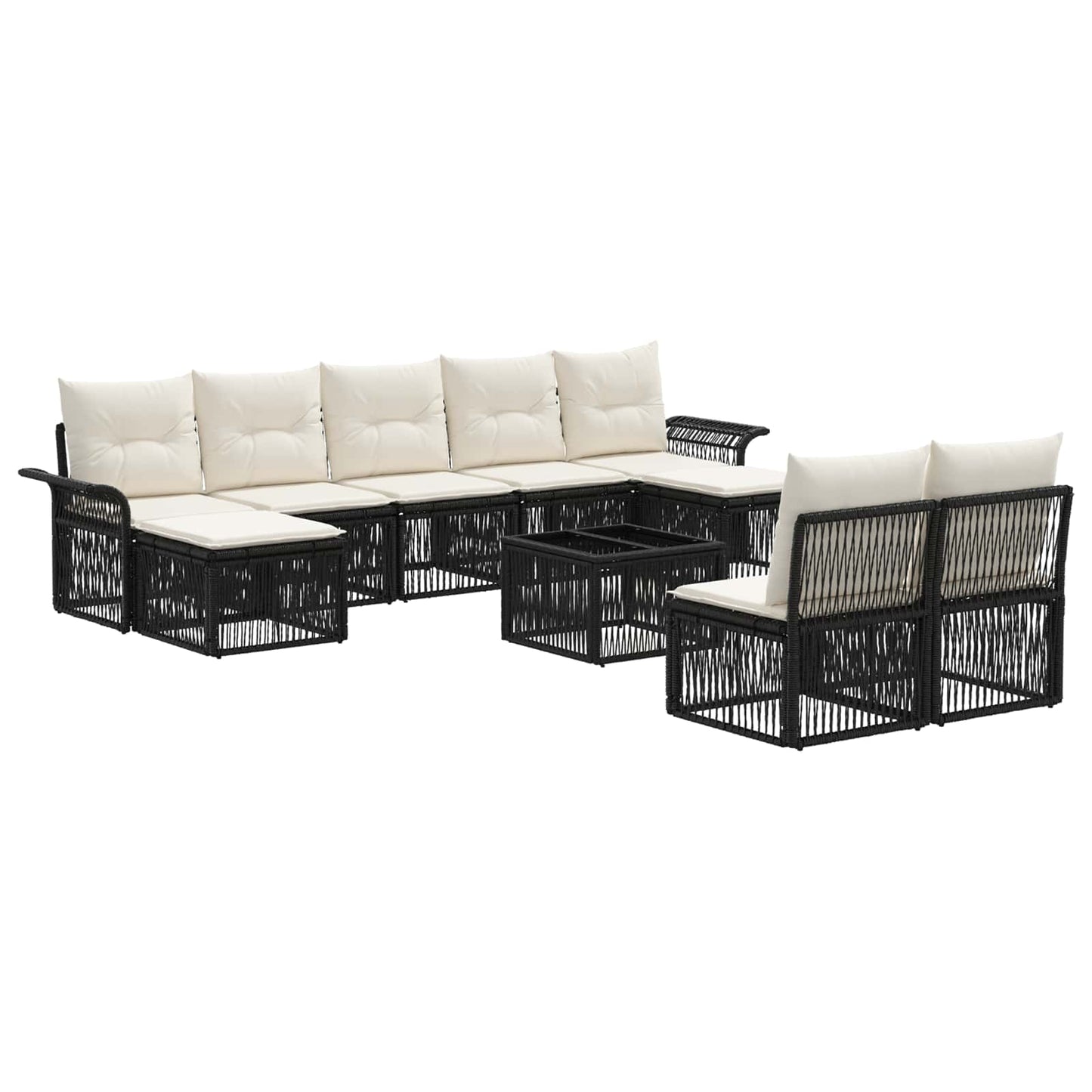Set Divano da Giardino 10 pcs Nero polyrattan | homemem39
