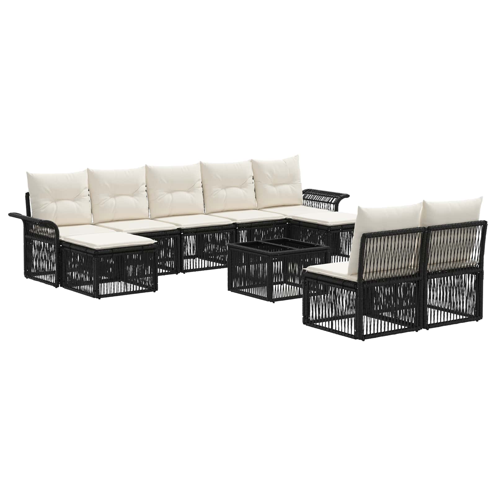 Set Divano da Giardino 10 pcs Nero polyrattan | homemem39