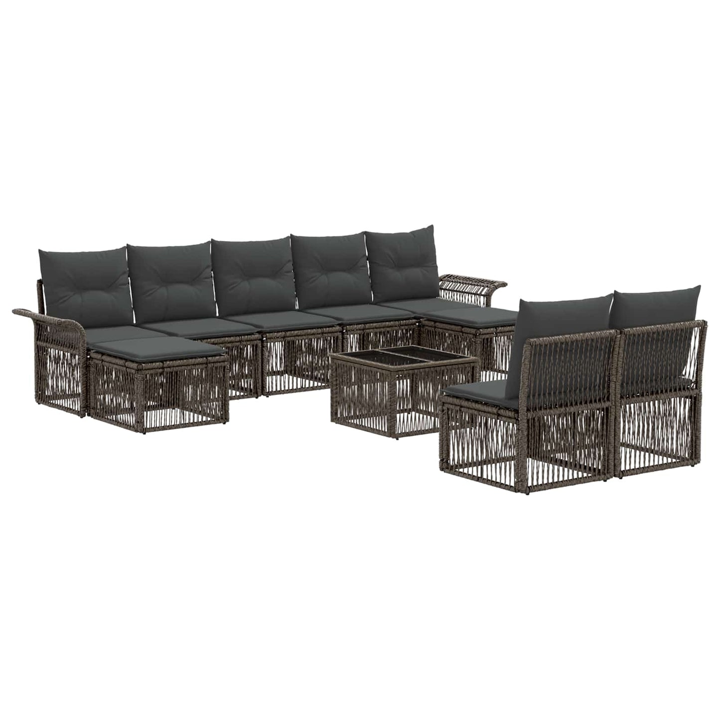 Set Divano da Giardino 10 pcs Grigio polyrattan | homemem39