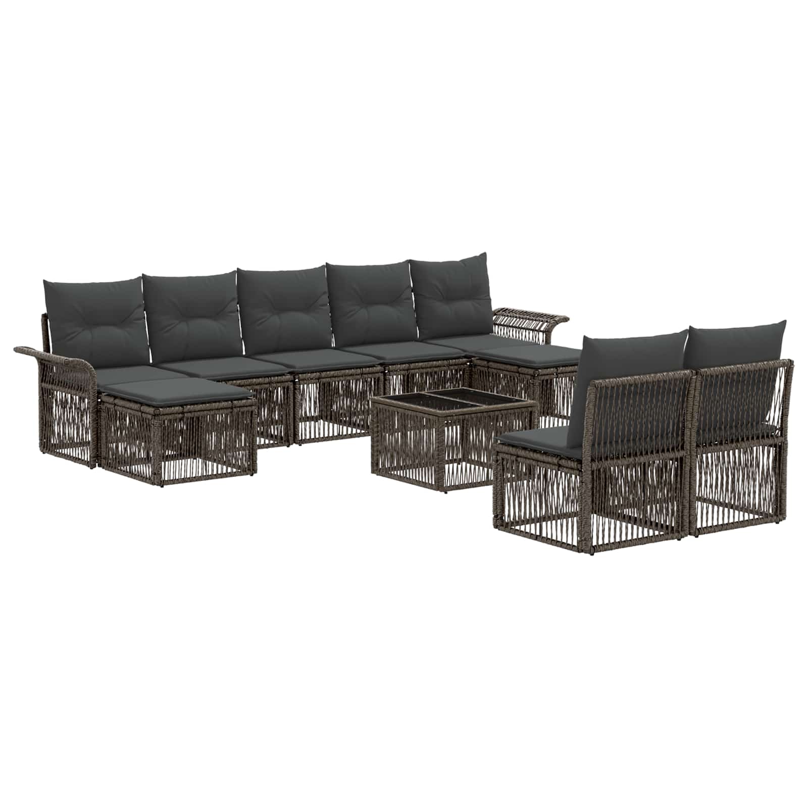 Set Divano da Giardino 10 pcs Grigio polyrattan | homemem39