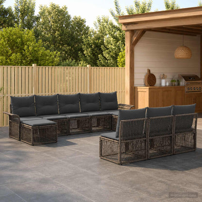 Set Divano da Giardino 10 pcs Grigio polyrattan | homemem39