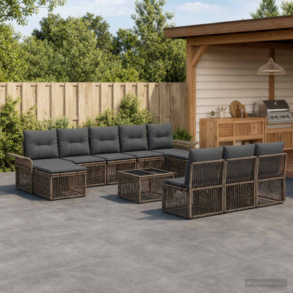 Set Divano da Giardino 11 pcs Grigio polyrattan | homemem39