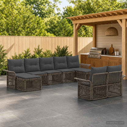 Set Divano da Giardino 9 pcs Grigio polyrattan | homemem39