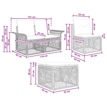 Set Divano da Giardino 9 pcs Grigio polyrattan | homemem39