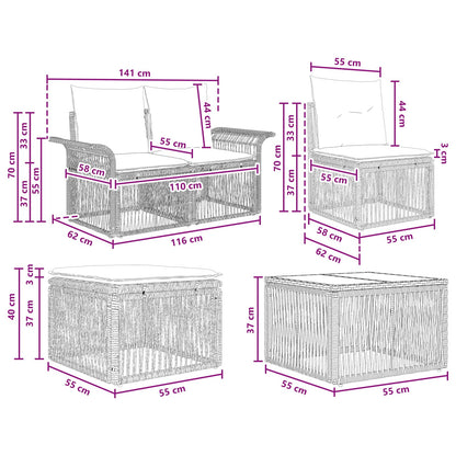 Set Divano da Giardino 10 pcs Nero polyrattan | homemem39