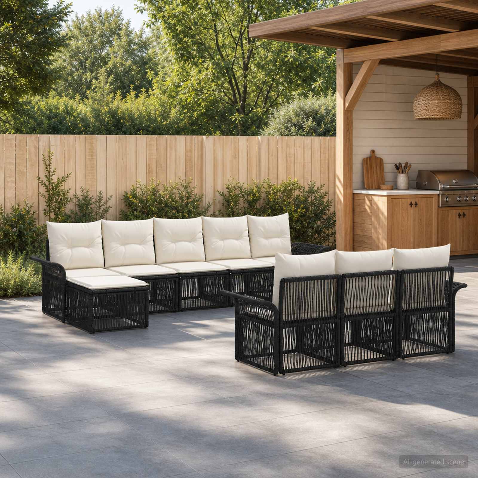 Set Divano da Giardino 10 pcs Nero polyrattan | homemem39
