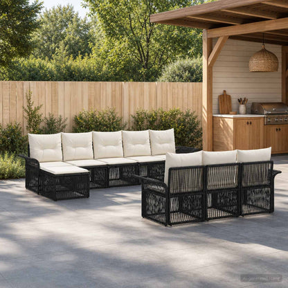 Set Divano da Giardino 10 pcs Nero polyrattan | homemem39