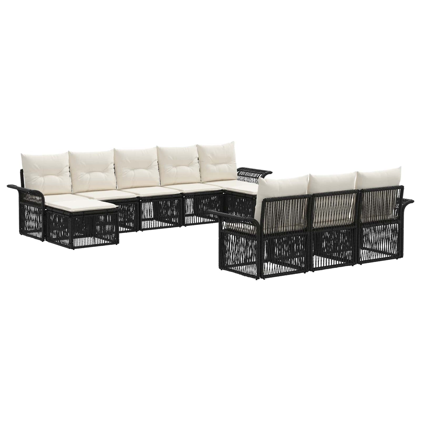 Set Divano da Giardino 10 pcs Nero polyrattan | homemem39