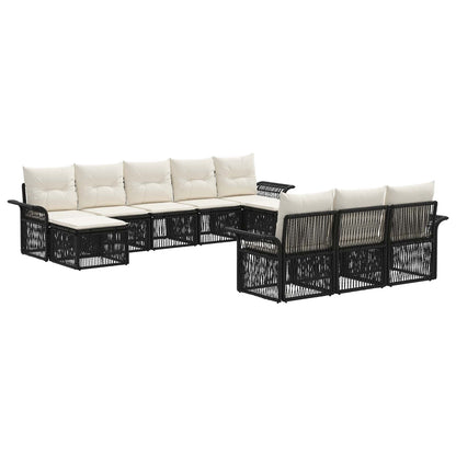 Set Divano da Giardino 10 pcs Nero polyrattan | homemem39