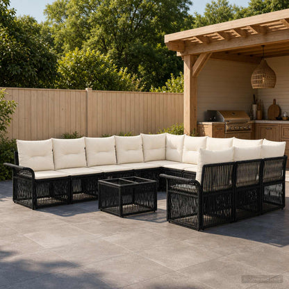Set Divano da Giardino 12 pcs Nero polyrattan | homemem39