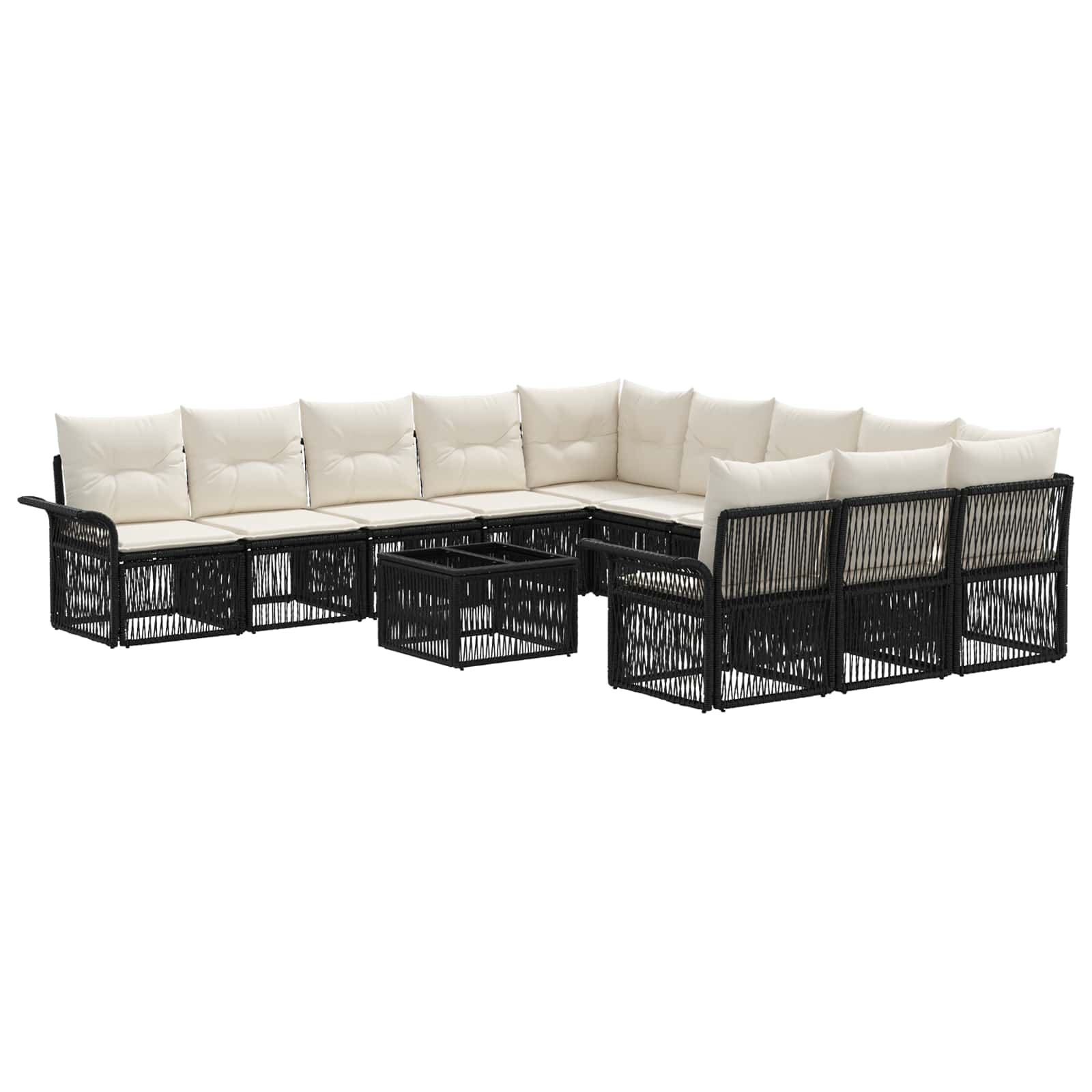 Set Divano da Giardino 12 pcs Nero polyrattan | homemem39