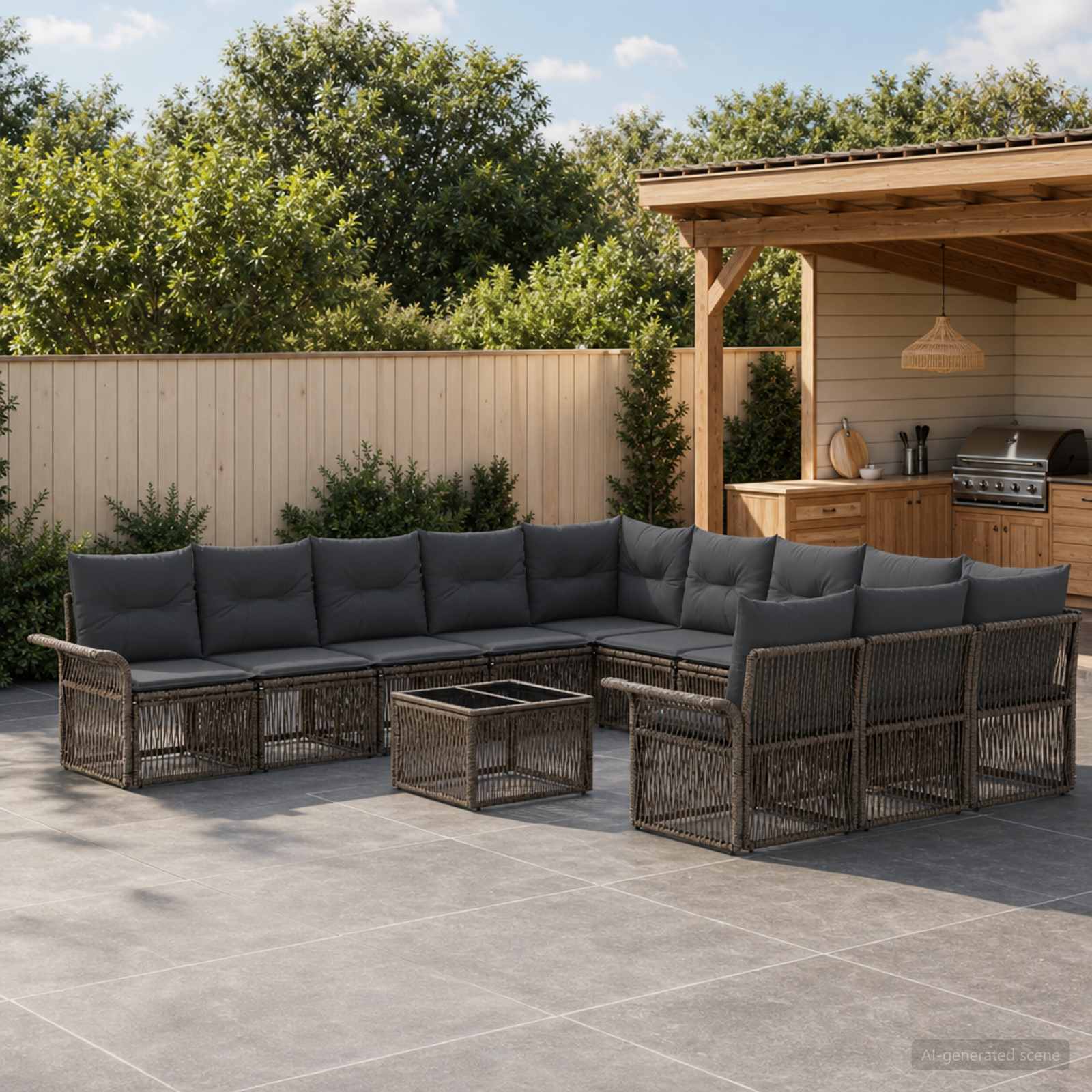 Set Divano da Giardino 12 pcs Grigio polyrattan | homemem39