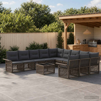 Set Divano da Giardino 12 pcs Grigio polyrattan | homemem39