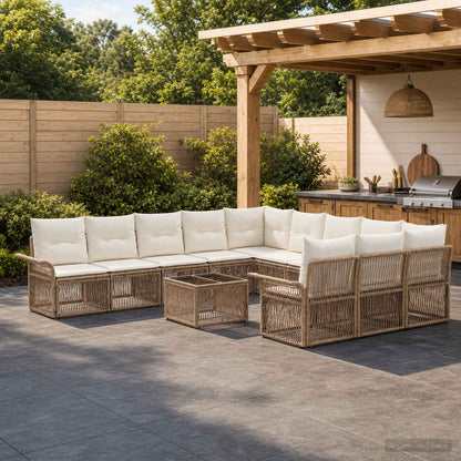 Set Divano da Giardino 12 pcs Beige polyrattan | homemem39