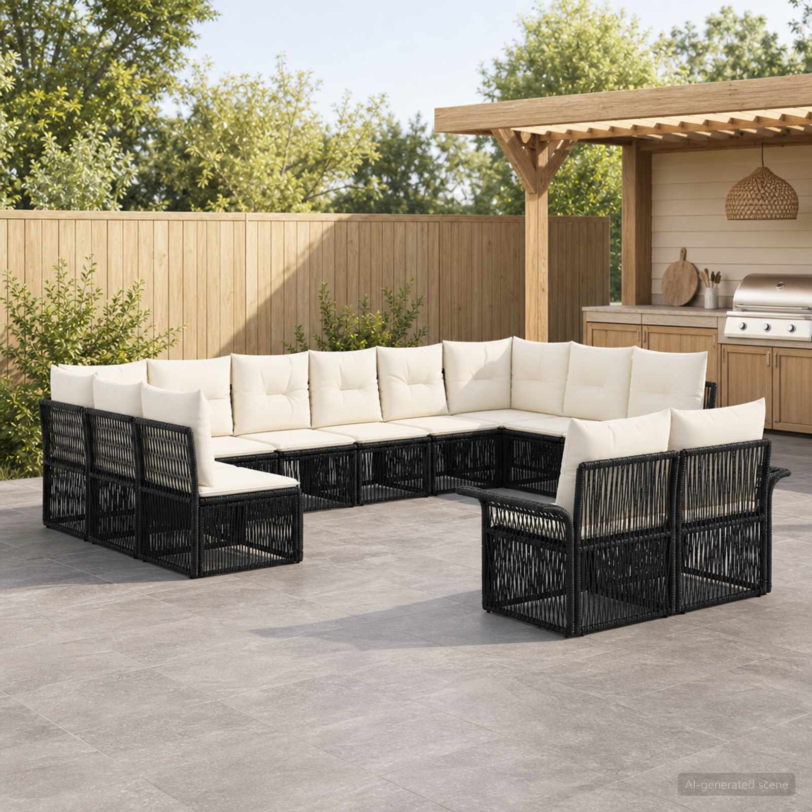 Set Divano da Giardino 12 pcs Nero polyrattan | homemem39
