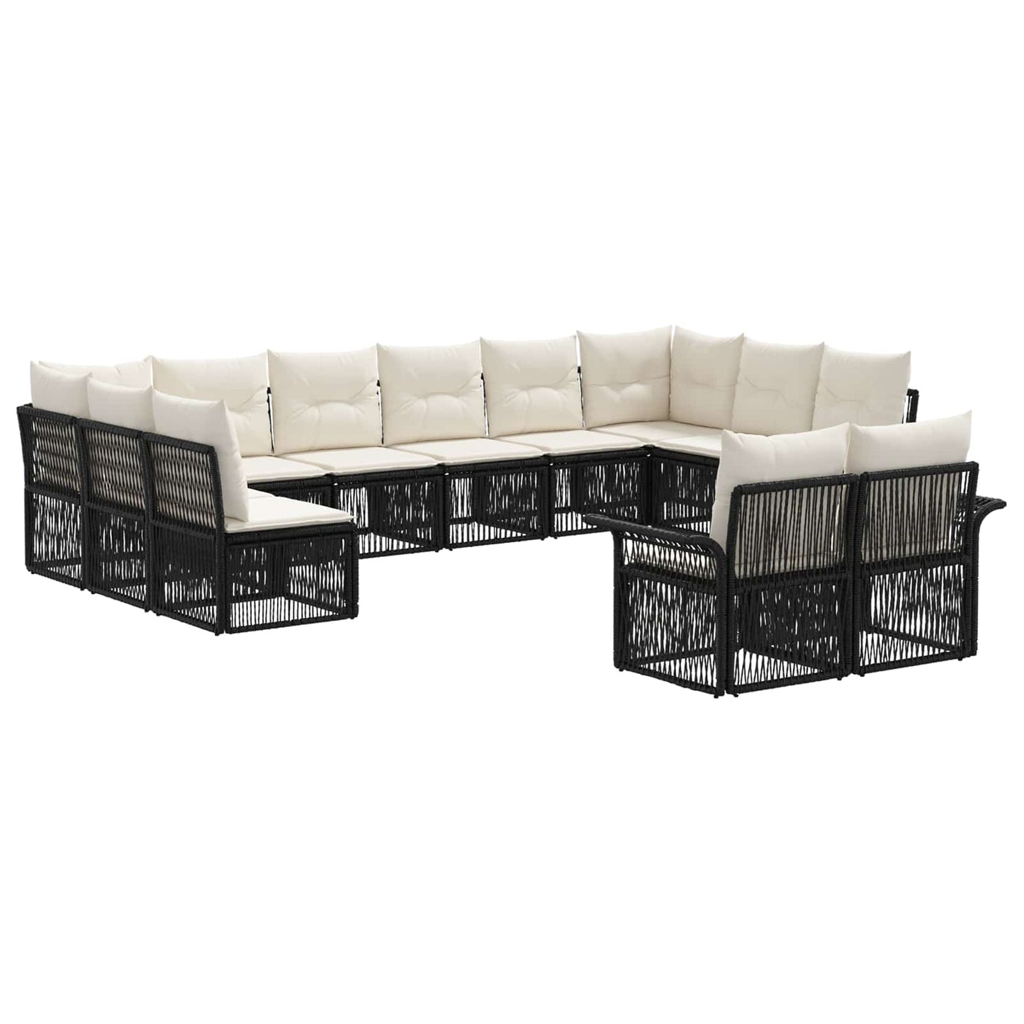 Set Divano da Giardino 12 pcs Nero polyrattan | homemem39