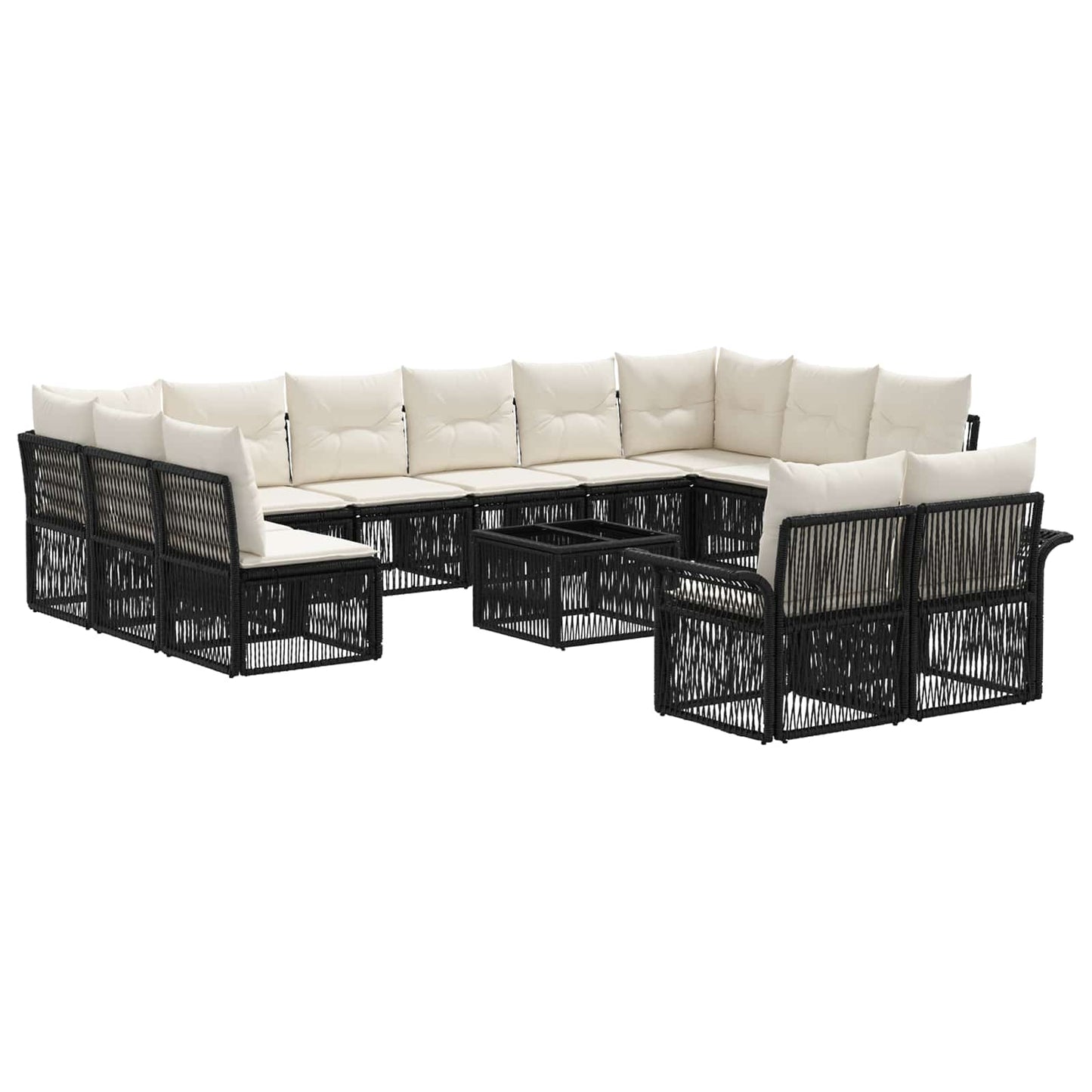 Set Divano da Giardino 13 pcs Nero polyrattan | homemem39