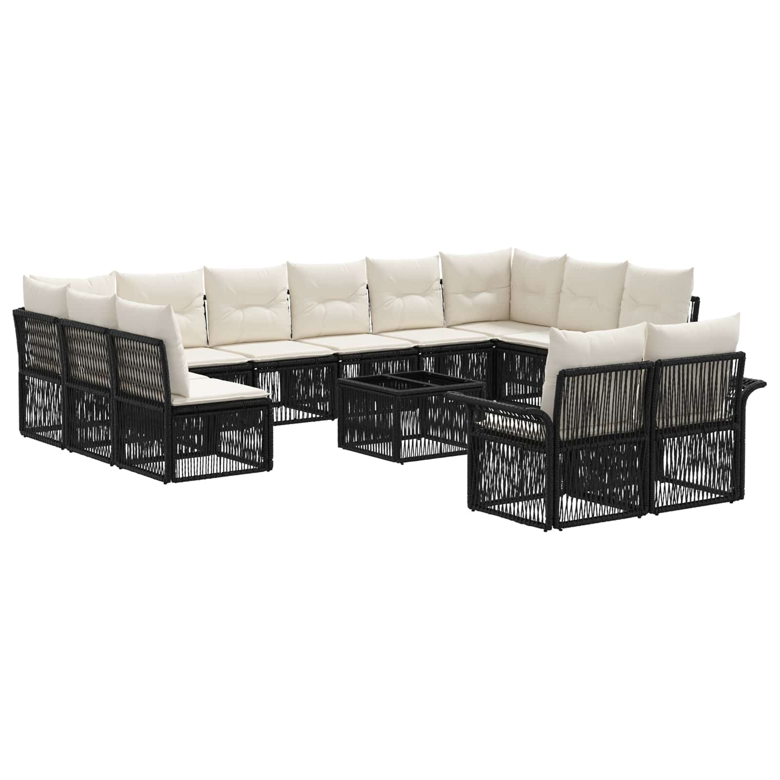 Set Divano da Giardino 13 pcs Nero polyrattan | homemem39