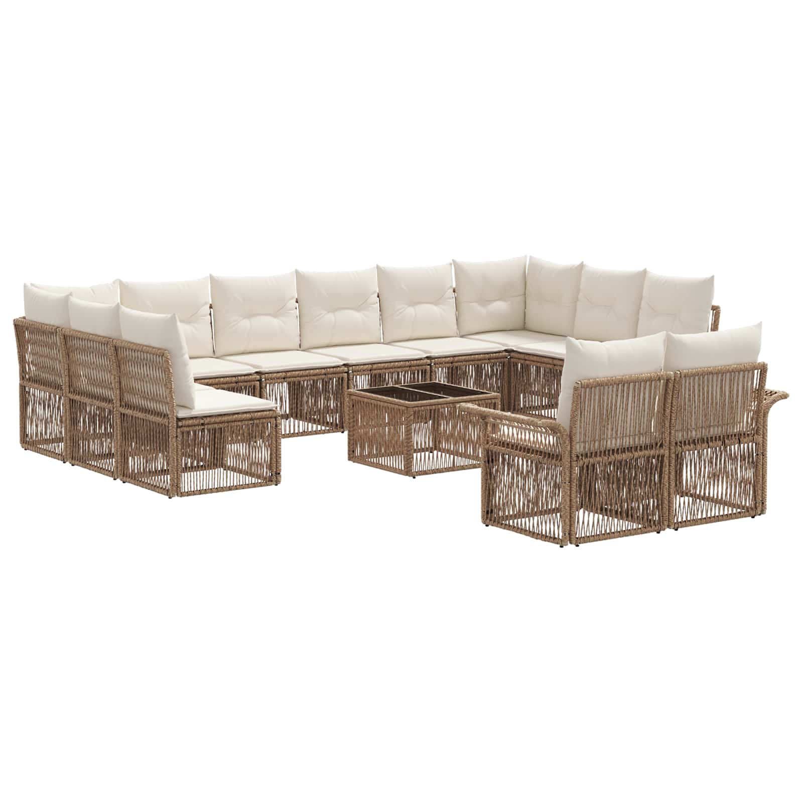 Set Divano da Giardino 13 pcs Beige polyrattan | homemem39