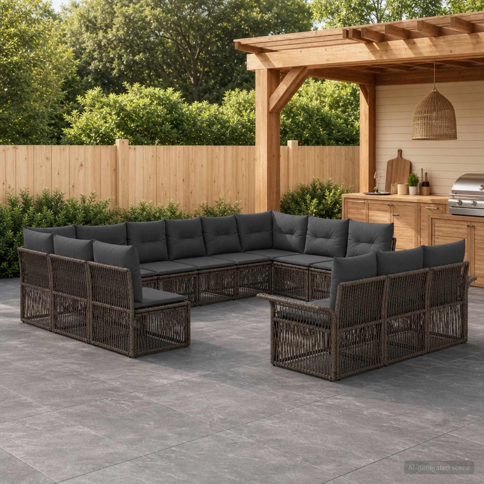Set Divano da Giardino 13 pcs Grigio polyrattan | homemem39