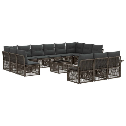 Set Divano da Giardino 14 pcs Grigio polyrattan | homemem39