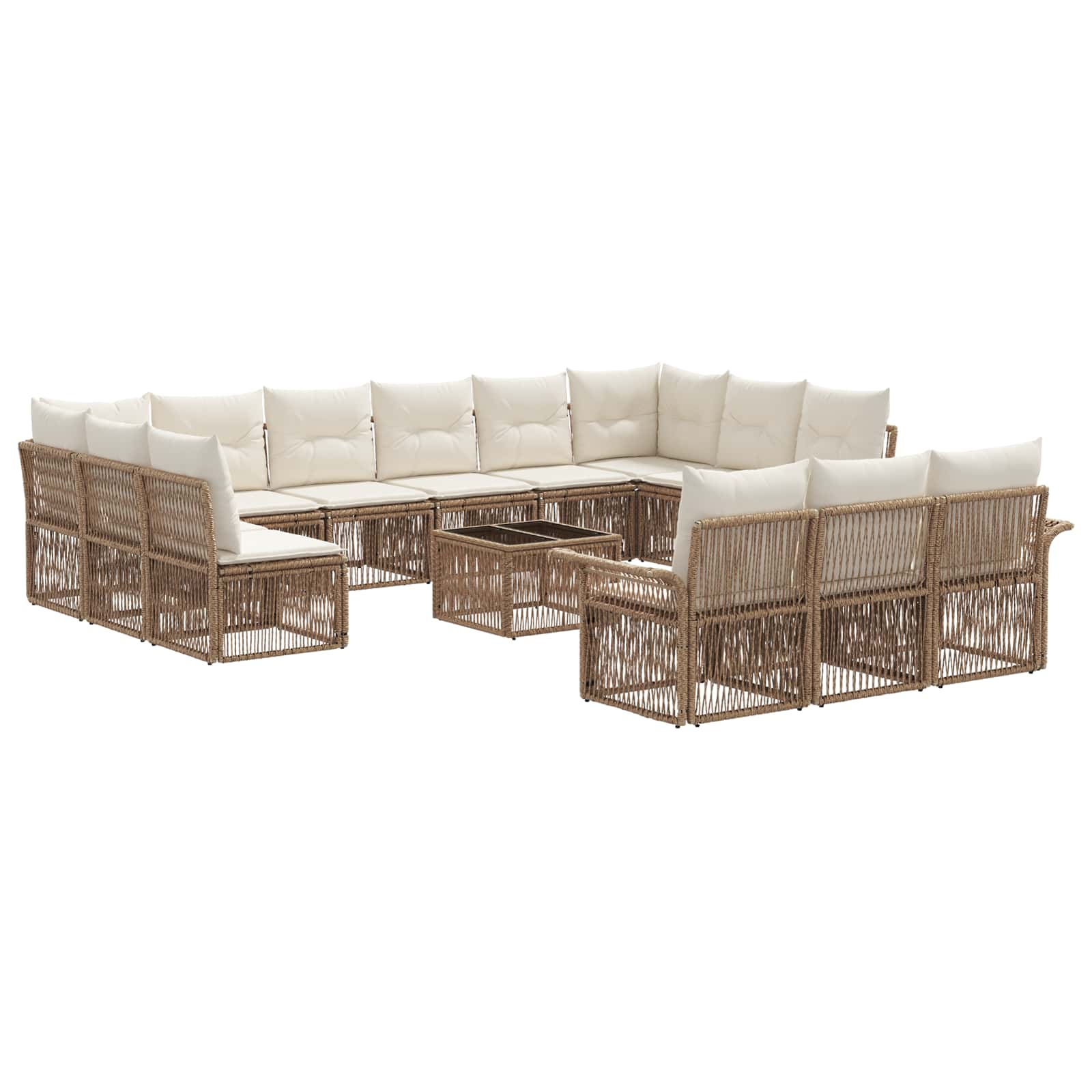 Set Divano da Giardino 14 pcs Beige polyrattan | homemem39